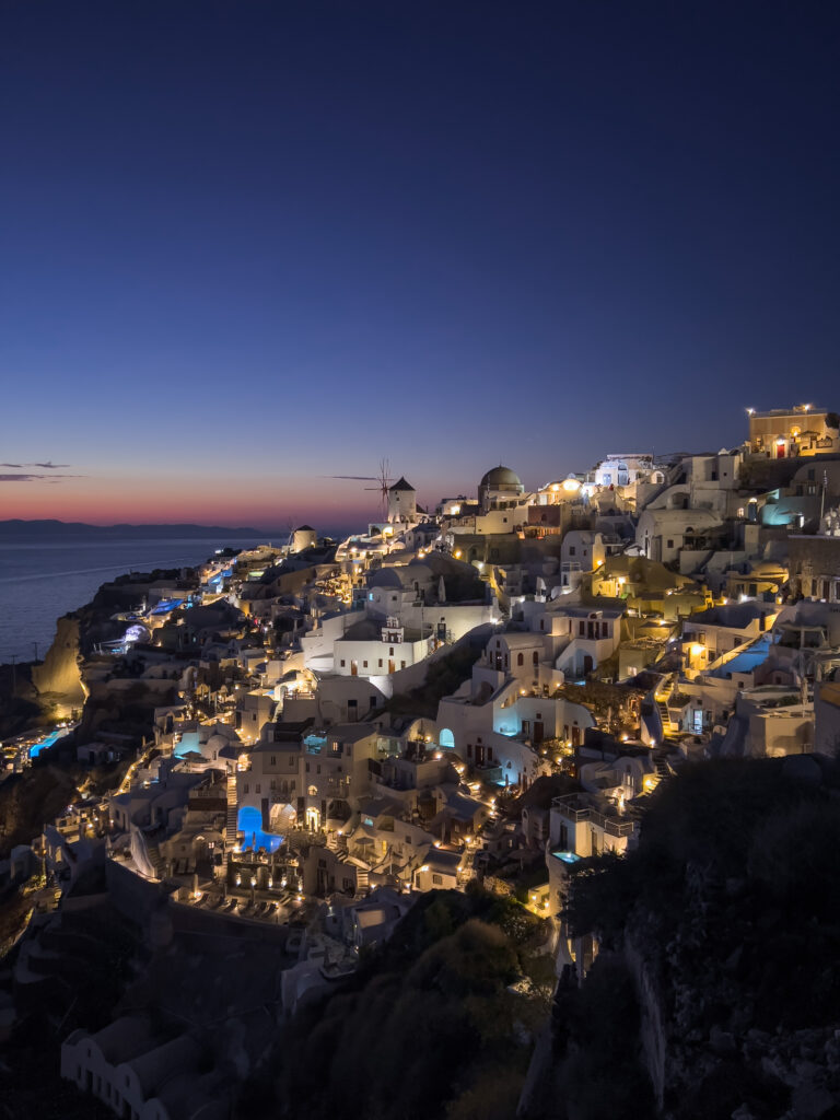 Anochecer en la Isla de Santorini